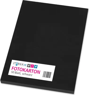 Produktbild von itenga Fotokarton A4 SCHWARZ 50 Blatt 300 g/qm
