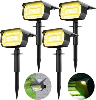 Obrázok produktu pre Solárne svietidlá do exteriéru – 4 ks – 72 LED – vonkajšie osvetlenie – 3000 K – teplá biela – vodotesné – solárne osvetlenie chodníkov – do exteriéru