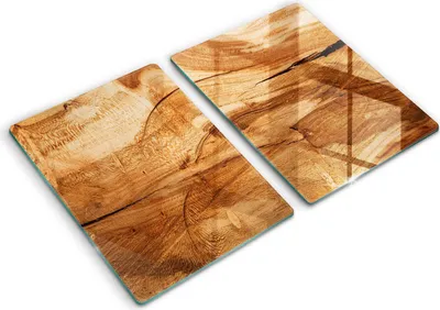 Produktbild von Glasschneideplatte - Herdabdeckplatte - 2x40x52 cm -Schneidebrett - Spritzschutz - Holzbrettstruktur
