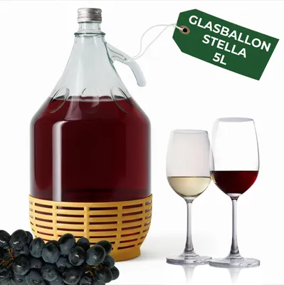 Produktbild von Glasballon Strend Pro Stella, 5 Liter, aus Glas, für Wein und Schnaps, mit Verschluss