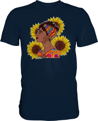 Produktbild von Stolze Schwarze Frau Sonnenblumen T-Shirt Gärtner Geschenk – Navy / L