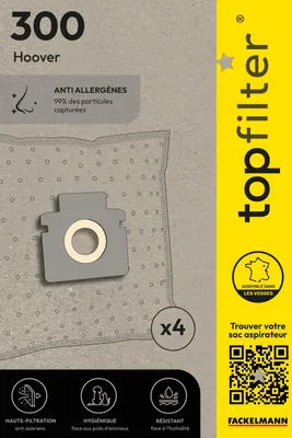 Image de Lot de 4 sacs aspirateur Hoover TopFilter Premium