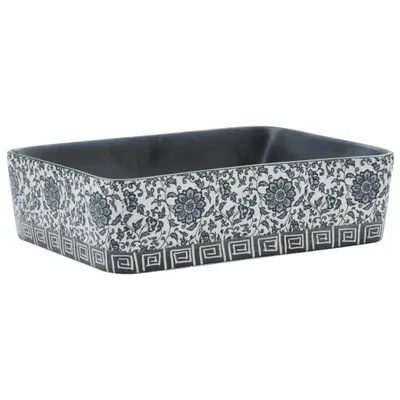 Produktbild von vidaXL Aufsatzwaschbecken Schwarz Blau Rechteckig 46x35,5x13cm Keramik