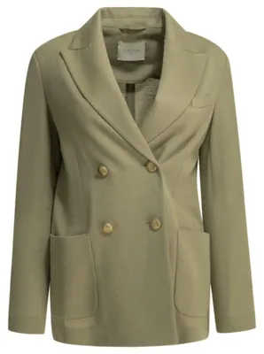 Image de Circolo 1901 blazer femme beige en jersey de coton et lin - 42