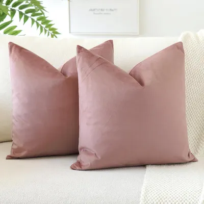 Zdjęcie produktu dla Zestaw 2 poszewek na poduszki z aksamitu, 60x60 cm, kolor: pudrowy róż