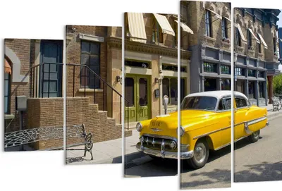 Produktbild von Bild auf Leinwand - Leinwandbild - Amerikanisches auto klassisch stadt - 150x100cm - Wand Bild - Wanddeko - Leinwanddruck - Bilder - Kunstdruck - Leinwand bilder - Wandkunst - EG150x100-2569