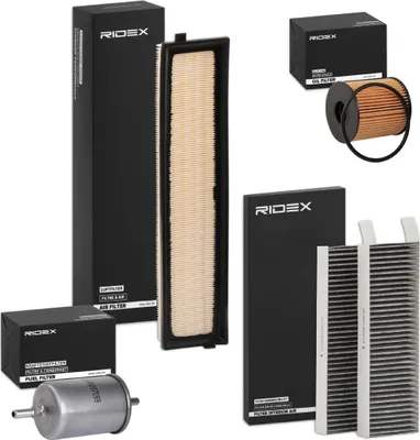 Produktbild von RIDEX Filterset Inspektionspaket Filtersatz für CITROËN BERLINGO (B9) passend für PEUGEOT 307 (3A/C) PARTNER Tepee PARTNER Kasten