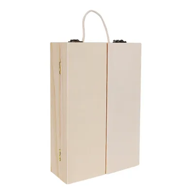 A closed wooden box with a handle, presented against a white background.
