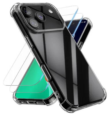 Produktbild von kwmobile Hülle kompatibel mit Apple iPhone 18 Pro / iPhone 17 Pro Case - Handyhülle mit 2x Glas Schutz Folie - TPU Cover Handyhülle in Transparent