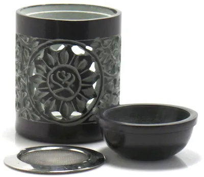 Produktbild von Rauchergefäß - Duftlampe Speckstein schwarz -- 600 g