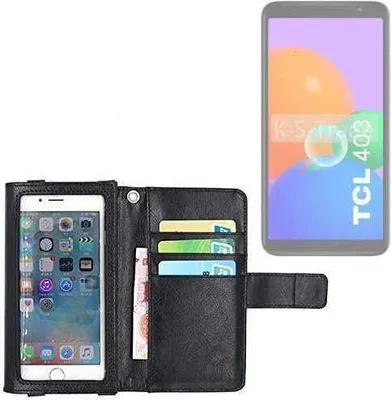 Produktbild von K-S-Trade Handy Hülle Schutz Hülle Kompatibel mit TCL 403 Case mit Displayschutz / Schutzfolie Flip Cover Wallet case Etui Hülle schwarz