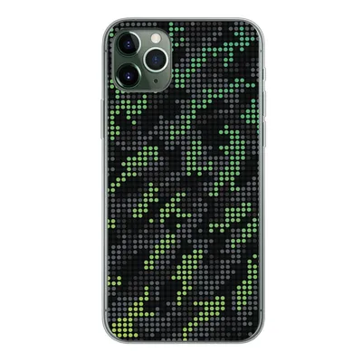 Produktbild von MuchoWow® Handyhülle Schutzhülle Hülle für iPhone 11 Pro Max Camouflage-Muster aus grünen und grauen Punkten Silikon Softcase Handy Hülle - Schutz