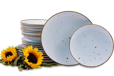 Obrázek produktu pro Konsimo jídelní servis ALUMINA pro 6 osob (18 ks), modrá barva, porcelán, elegantní, 30x30x32,5 cm