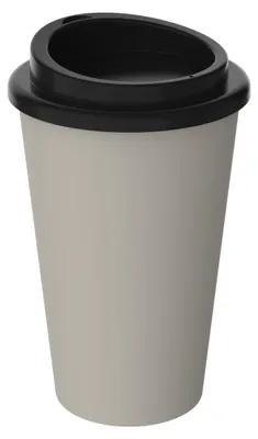 Zdjęcie produktu dla Kubek termiczny na kawę wykonany z ekologicznego plastiku - kubek na kawę 350 ml wolny od BPA i w 100% nadający się do recyklingu i wyprodukowany w Niemczech - orzech laskowy