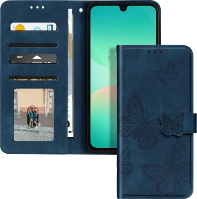 Image de Avizar, étui papillon pour Samsung Galaxy A26, porte-monnaie et support, bleu