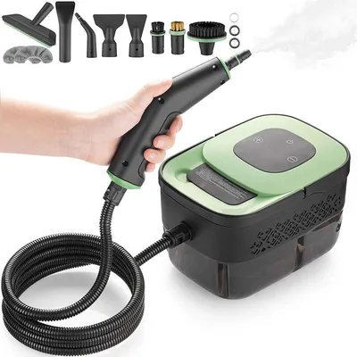 Produktbild von Tragbarer Dampfreiniger - Handgerät - 15 s Schnellaufheizung - 105 °C Heißdampf - 1200–1400 W - 220 V EU-Stecker - Auto Haushalt Fliesen Möbel - Grün