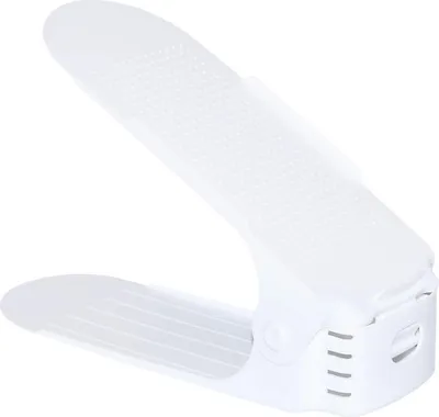 Produktbild von Sessamen-LP 10er Set Verstellbarer Schuhregal Set Schuhstapler Schuhhalter Schuhorganizer 3 höhenverstellbar, rutschfest, Weiß