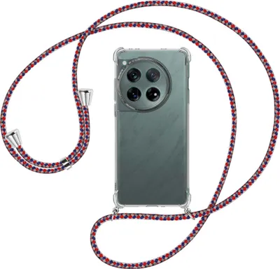 Produktbild von Handykette Backcover-Schutzhülle mit Band (Metall silberfarben) für OnePlus 12 5G (PJD110) - silber/blau/rot