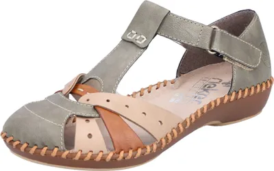 Produktbild von Rieker Damen Sandale T-Riemen halb geschlossen Klettverschluss M1655, Größe:40 EU, Farbe:Grün