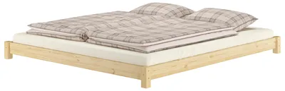 Produktbild von Flaches Doppelbett Massivholzbett Niedrigbett 180x200 Kiefer massiv V-60.51-18ohne Zubehör