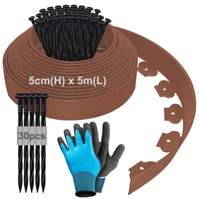 Produktbild von Kunststoff Rasenkante flexibel, 5 m Länge, 5 cm Höhe, mit 30 Erdankern, für Gartenbegrenzung
