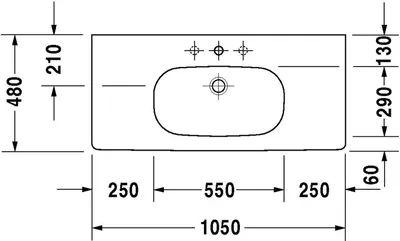 Produktbild von Duravit Duravit Möbelwaschtisch D-CODE m ÜL HLB 1050x480mm we 1 HL