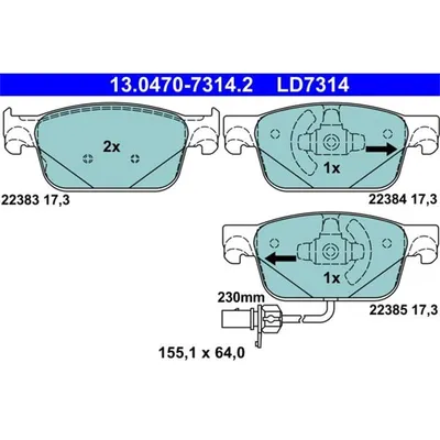 Produktbild von ATE Bremsbeläge vorne für Audi A4 A5