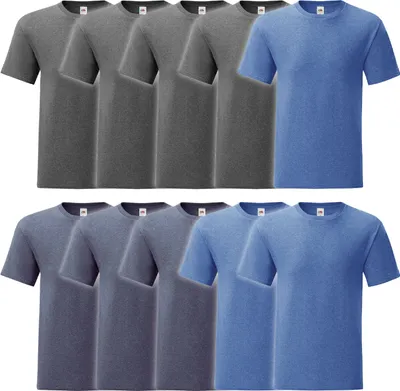 Produktbild von 10er Pack Fruit of the Loom Iconic 150 T-Shirt, Farbe:10x vintage navy meliert, Größe:2XL