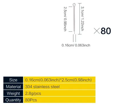 Obrázok produktu pre Splinty – sortiment – nehrdzavejúca oceľ 304 – 1,6 x 25 mm – 80 kusov