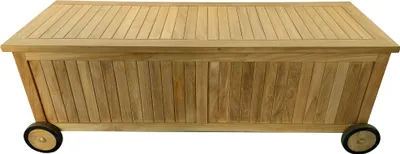 Immagine prodotto di Milani Home - box contenitore da esterno in teak con ruote, 155 x 55 x 63 cm, mobile da giardino e portico