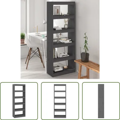 Produktbild von The Living Store Bücherregal/Raumteiler Grau 60x30x167,5 cm Massivholz Kiefer
