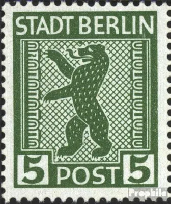 Produktbild von Briefmarken Sowjetische Zone (All.Bes.) 1945 Mi 1A IV, Fleck über der Nase (Feld 27) postfrisch Berliner Bär