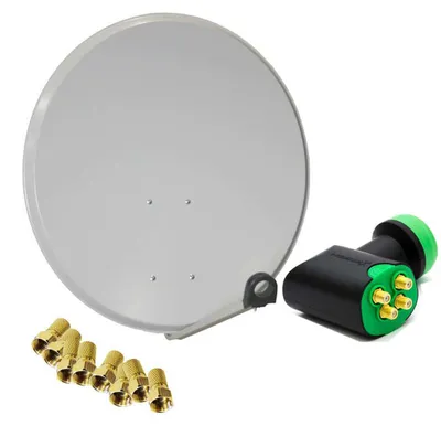 Produktbild von PremiumX Satellitenantenne 80cm GreenDiamond Quad LNB 8x F-Stecker