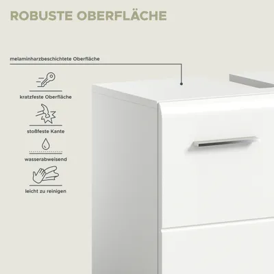 Produktbild von xonox.home Waschbeckenunterschrank auf Rollen Ice weiß Nachbildung/ weiß hochglanz tiefzieh B/H/T: 60x58x30 cm
