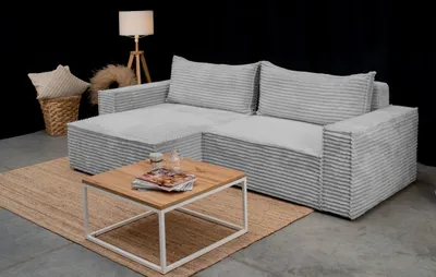 Produktbild von Kaiser Möbel Hugoo-Ecksofa mit Schlaffunktion, L-förmiges stoff Velo Grau Links