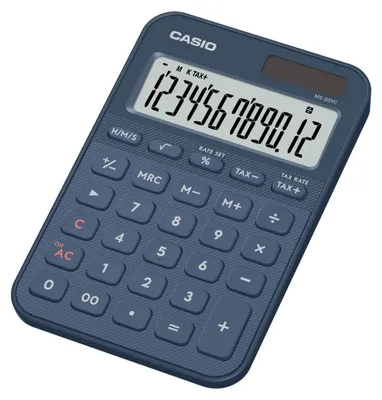 Produktbild von Casio MS-20YC, Desktop, Einfacher Taschenrechner, 12 Ziffern, Batterie/Solar, Navy