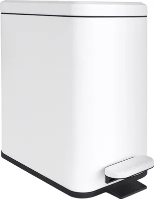 Immagine prodotto di Pattumiera Relaxdays, 10 litri, larghezza 16 cm, chiusura ammortizzata, pedale, secchio interno, per cucina e bagno, pattumiera opaca, bianca