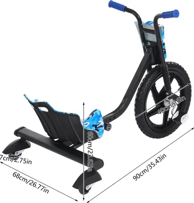 Zdjęcie produktu dla Rower trójkołowy, zwiększona stabilność, przyjemność z driftu, niebieski