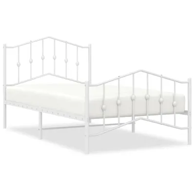 Zdjęcie produktu dla vidaXL Rama łóżka z wezgłowiem i podnóżkiem metalowa biała 100x190 cm