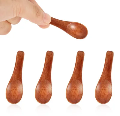 4 handgefertigte kleine Holzlöffel, 6 cm, für Gewürze