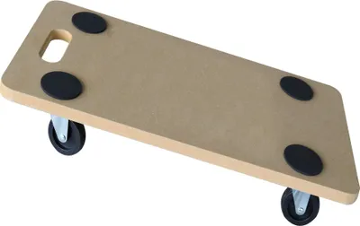 A transport trolley with four wheels and four non-slip pads on a white background.