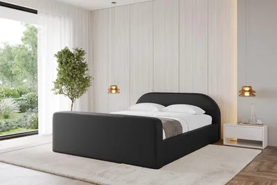 Produktbild von ALTDECOR Polsterbett mit Bettkasten - TIVON-Z-v1 - 160x200 Schwarz Kunstleder - Bett mit Kopfteil und Fußteil, Boxbett ohne Matratze, Doppelbett mit Stauraum