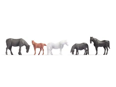 Produktbild von NOCH Pferde, aus Kunststoff Tierfiguren für Spur H0, ideal für Modelleisenbahn und Dioramen