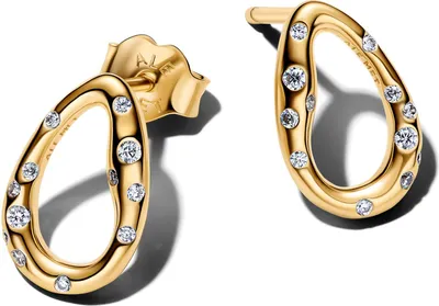 Produktbild von Pandora Essence Ohrstecker Steinbesetzte Ovale 14K Vergoldet 264659C01