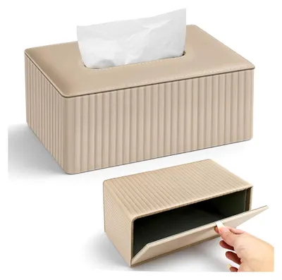Produktbild von Taschentuchbox aus Leder 25,5 x 14 x 11,5 cm für Badezimmer, Wohnzimmer, Esszimmer, Büro und Schlafzimmer