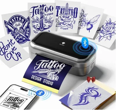 Produktbild von Phomemo TP31 Aufgerüstet Mini Tattoo Stencil Drucker 3 Zoll,  mit 30pcs Tattoo Papier, Tattoo Printer Bluetooth Kompatibel mit iOS & Android