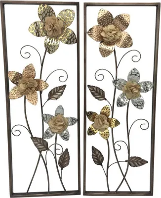 Produktbild von Wanddekoration 2-teilig "Blumenträume" in bronce/goldfarben