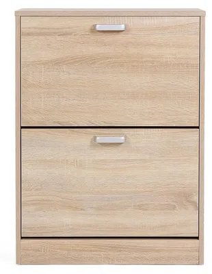 Immagine prodotto di Armadio per scarpe con 2 ante, divisori regolabili, in legno di quercia, dimensioni 60 x 83,5 x 24 cm