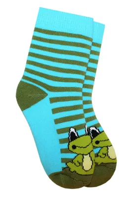 Produktbild von Kinder Plüsch Socken Thermo Voll Frottee aus Baumwolle Frosch Blau und Grün Größe 23-26