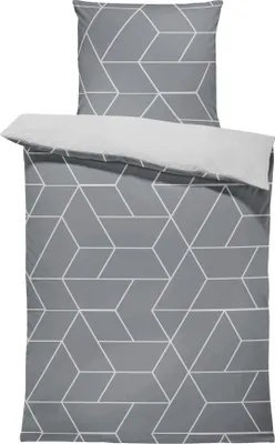 Produktbild von Bettwäsche 135x200 cm geometrisch modern grau anthrazit weiß Wende Microfaser